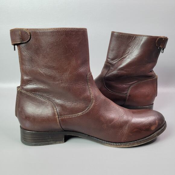 Frye Melissa Button Zip Short Ankle Boots Brown Womens Size 8.5 M - Picture 3 of 16